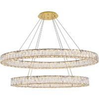 Elegant Lighting Indoor Modern Home Decorative Bright Monroe Integrated LED Light Gold Chandelier Clear Royal Cut Crystal