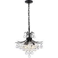 Elegant Lighting Toureg 16" Metal and Crystal Pendant in Black