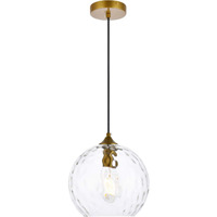 Living District Cashel 1-Light Mid-Century Metal Pendant in Brass and Clear