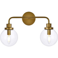 Living District Hanson 2-Light Metal Bath Sconce in Brass and Clear