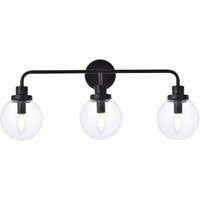 Living District Hanson 3-Light Metal Bath Sconce in Black and Clear