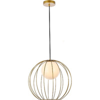 Living District Wetzel 1-Light Mid-Century Metal Pendant in Brass and White