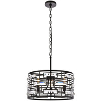 Elegant Lighting Indoor Modern Home Decorative Bright Ceiling Light Kennedy 16.5 inch Pendant in Black