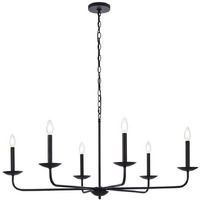 Living District Cohen 6-Light Mid-Century Style Metal Pendant in Black