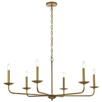 Living District Cohen 6-Light Mid-Century Metal Pendant in Brass