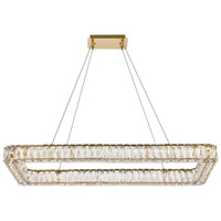 Elegant Lighting Monroe 42" Led Single Rectangle Pendant in Gold