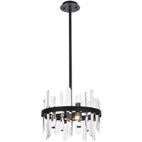 Elegant Lighting Modern Bright Home Decorative Serena 16 inch Crystal Round Pendant - Black
