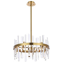 Elegant Lighting Modern Bright Home Decorative Serena 20 inch Crystal Round Pendant - Satin Gold