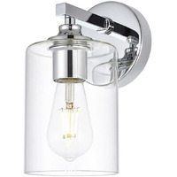 Living District Mayson 1-Light Iron & Glass Bath Sconce in Chrome/Clear