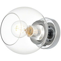 Living District Rogelio 1-Light Iron & Glass Bath Sconce in Chrome/Clear