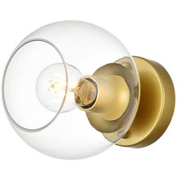 Living District Rogelio 1-Light Iron & Glass Bath Sconce in Brass/Clear