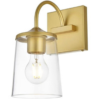 Living District Avani 1-Light Iron & Glass Bath Sconce in Brass and Clear