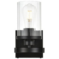 Living District Saanvi 1-Light Iron & Glass Bath Sconce in Black/Clear