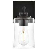 Living District Ronnie 1-Light Iron & Glass Bath Sconce in Black/Clear
