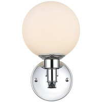 Living District Cordelia 1-Light Iron/Glass Bath Sconce in Chrome/Frosted White