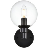 Living District Jaelynn 1-Light Iron & Glass Bath Sconce in Black/Clear
