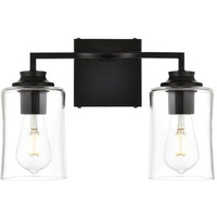 Living District Ronnie 2-Light Iron & Glass Bath Sconce in Black/Clear