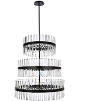 Elegant Lighting Serephina 36 inch 3 Tiers Crystal Round Chandelier Light in Black