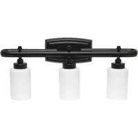 All The Rages Essentix 3-Light Metal Vanity Fixture with Opaque Shade in Black