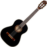 Ortega Guitars 6 String Family Series 3/4 Size Nylon Classical Guitar w/Bag, Right, Spruce Top-Black-Gloss, (R221BK-3/4)