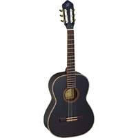 Ortega Guitars R221BK-7/8 Nylon 6-String Guitar with Spruce Top, Mahogany Body, Black Gloss, 7/8 Size