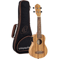 Ortega Guitars, 4-String Timber Series Soprano Acoustic-Electric Ukulele w/Bag, Right (RFU10ZE)