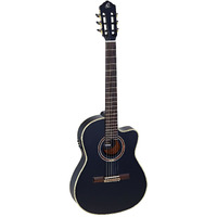 Ortega Guitars 6 String Performer Series Solid Top Thinline Crossover Acoustic-Electric Nylon Classical Guitar w/Bag, Right (RCE138-T4BK)