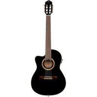 Ortega Guitars 6 String Performer Series Left-Handed Solid Top Thinline Crossover Acoustic-Electric Nylon Classical Guitar w/Bag, (RCE138-T4BK-L)