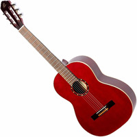 Ortega Guitars 6 String Family Series Full Size Left-Handed Nylon Classical Guitar w/Bag, Spruce Top-Wine Red-Gloss, (R121L-WR)