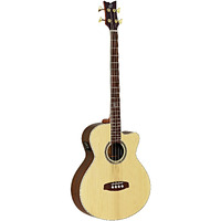 Ortega Guitars 4 String Deep Series Medium Scale Solid Top Acoustic-Electric Bass, Right (D558-4)