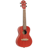 Ortega Guitars, 4-String Earth Series Concert Ukulele, Right, Transparent Fire Red, Acoustic (RUFIRE)