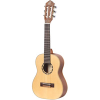 Ortega Guitars 6 String Family Series 1/4 Size Left-Handed Nylon Classical Guitar w/Bag, Spruce Top-Natural-Satin, (R121-1/4-L)