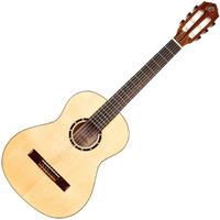 Ortega Guitars 6 String Family Series 3/4 Size Nylon Classical Guitar w/Bag, Right, Spruce Top-Natural-Gloss, (R121G-3/4)
