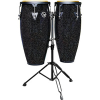 LP Aspire Series 10/11" Black Magic Conga Set Black Galaxy Sparkle Lacquer w/Stand