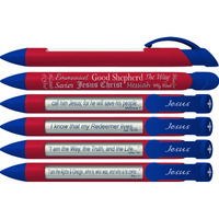 Greeting Pen "Names of Jesus" Scripture Pens, Scripture Verses with Rotating Messages, 6 Pen Set (36034)