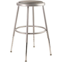 National Public Seating Grey Steel Stool With Vinyl Upholstered Seat Adjustable, 19" x 27"