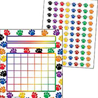Teacher Created Resources Colorful Incentive Charts with Mini Stickers, Paw Prints