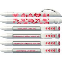 Love Pen by Greeting Pen- Magenta Red Hearts Rotating Message 6 Pen Set 36574, Red, Pink, White