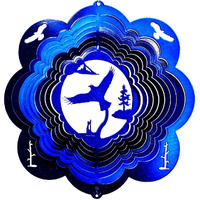 Stainless Steel Eagle 3D - 12 Inch Wind Spinner, Blue