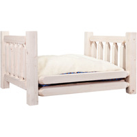 Montana Woodworks Homestead Collection Large Pet Bed with 30 by 40-Inch Mattress, Clear Lacquer Finish