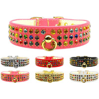 Dog, Puppy & Pet Collar, "Mardi Gras Three Row Confetti Jewel Set" Silver 12