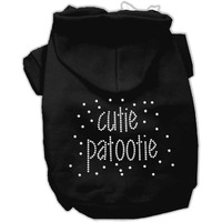 Pet, Dog & Cat Hoodie Rhinestone, "Cutie Patootie" Black LG (10-14 lbs.)