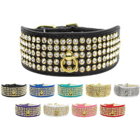 Dog, Puppy & Pet Collar, "Five Row Clear Crystal" White 24