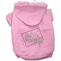 Mirage Pet Products 14-Inch Happy New Year Rhinestone Hoodies, Large, Pink