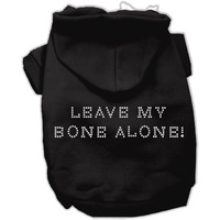 Pet, Dog & Cat Hoodie Rhinestone, "Leave My Bone Alone" Black LG (10-14 lbs.)