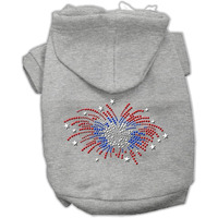 Pet, Dog & Cat Hoodie Rhinestone, "Fireworks" Gray MD (6-10 lbs.)