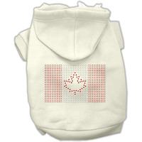 Pet, Dog & Cat Hoodie Rhinestone, "Canadian Flag" Cream LG (10-14 lbs.)