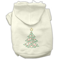 Christmas Pet, Dog & Cat Hoodie Rhinestone, "Christmas Tree" Cream LG (10-14 lbs.)