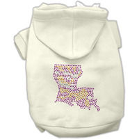 Pet, Dog & Cat Hoodie Rhinestone, "Louisiana" Cream MD (6-10 lbs.)