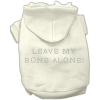 Pet, Dog & Cat Hoodie Rhinestone, "Leave My Bone Alone" Cream 2XL (20-25 lbs.)
